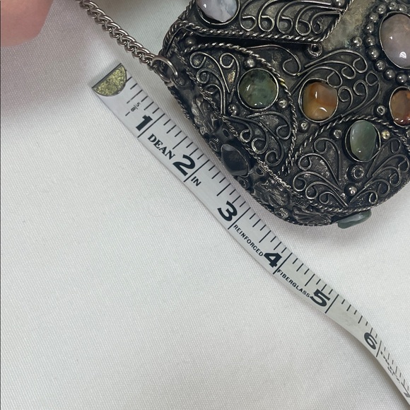 Vintage Sajai inlaid natural agate stones gems Multi-Color Stone Embellished Bag - Picture 12 of 17